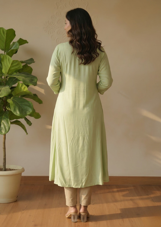 A-Linien Viskosekleid mit Struktur | Velnorah