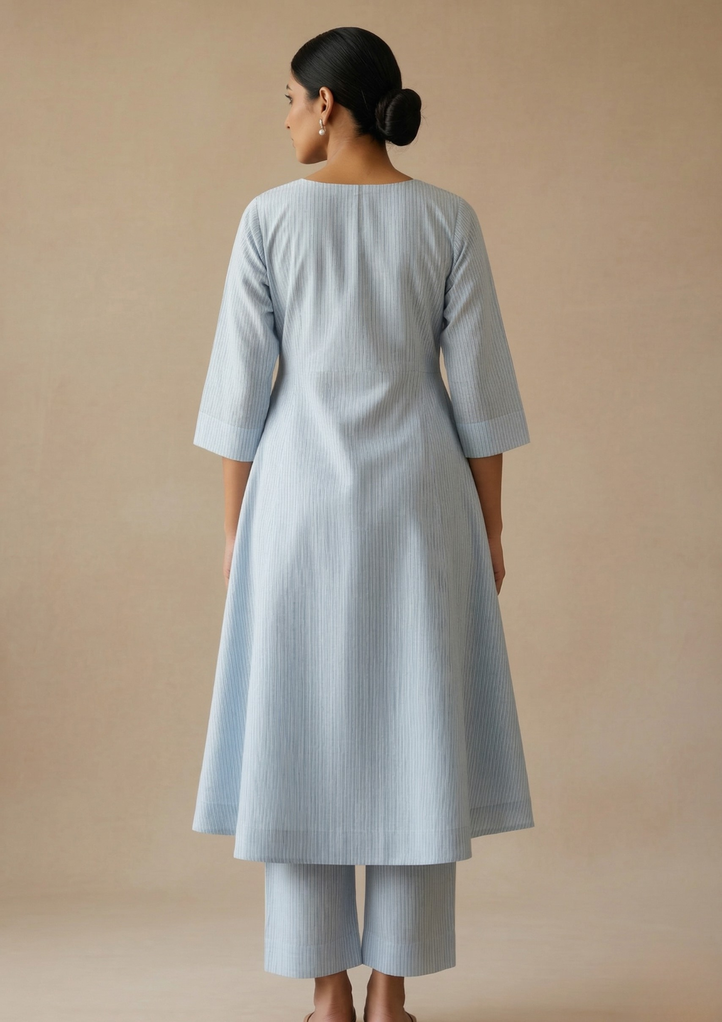 A-Linien Kleid aus Baumwolle mit Streifen | Velnorah