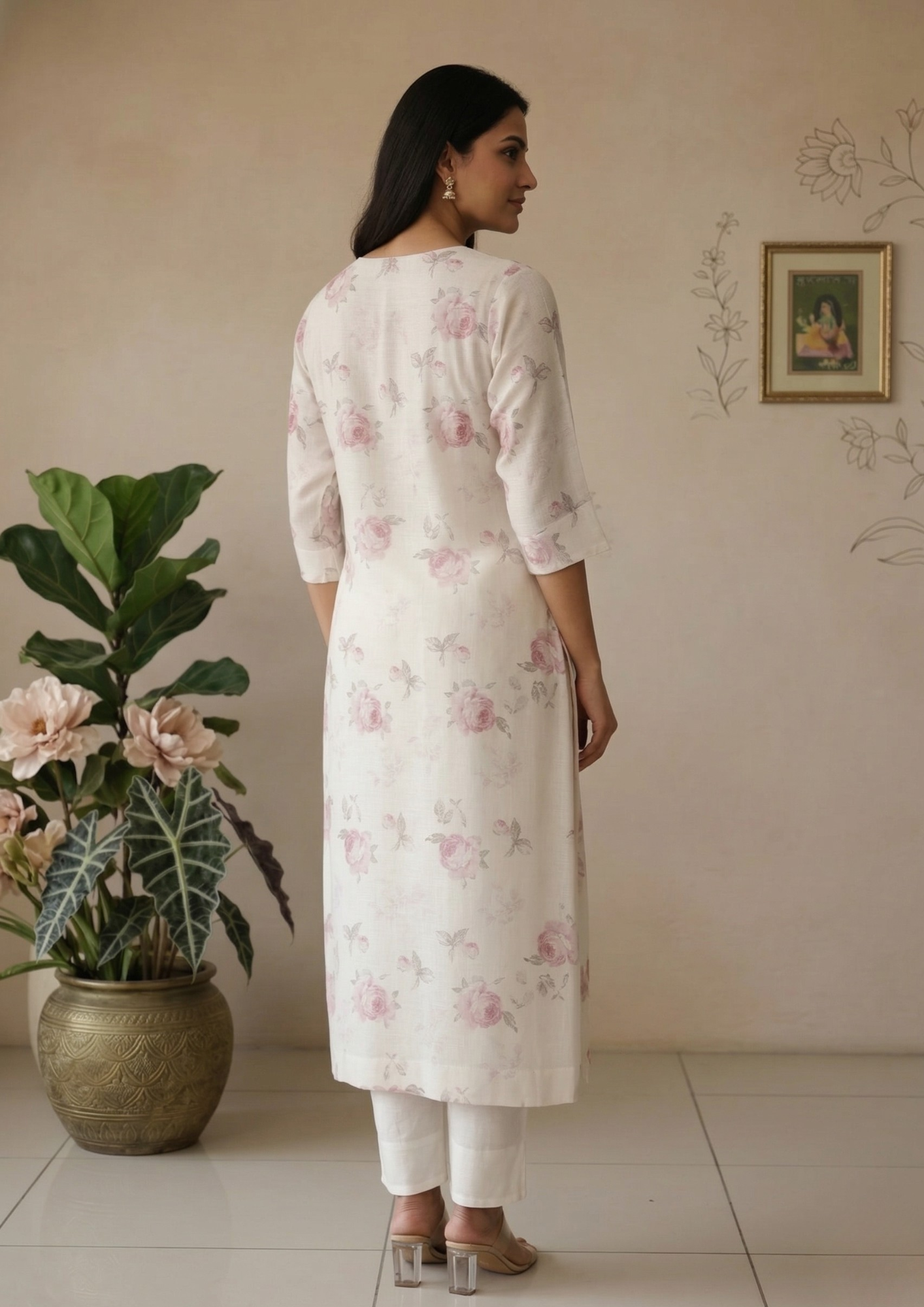 A-Linien Kleid mit Blumenprint aus Baumwolle | Velnorah