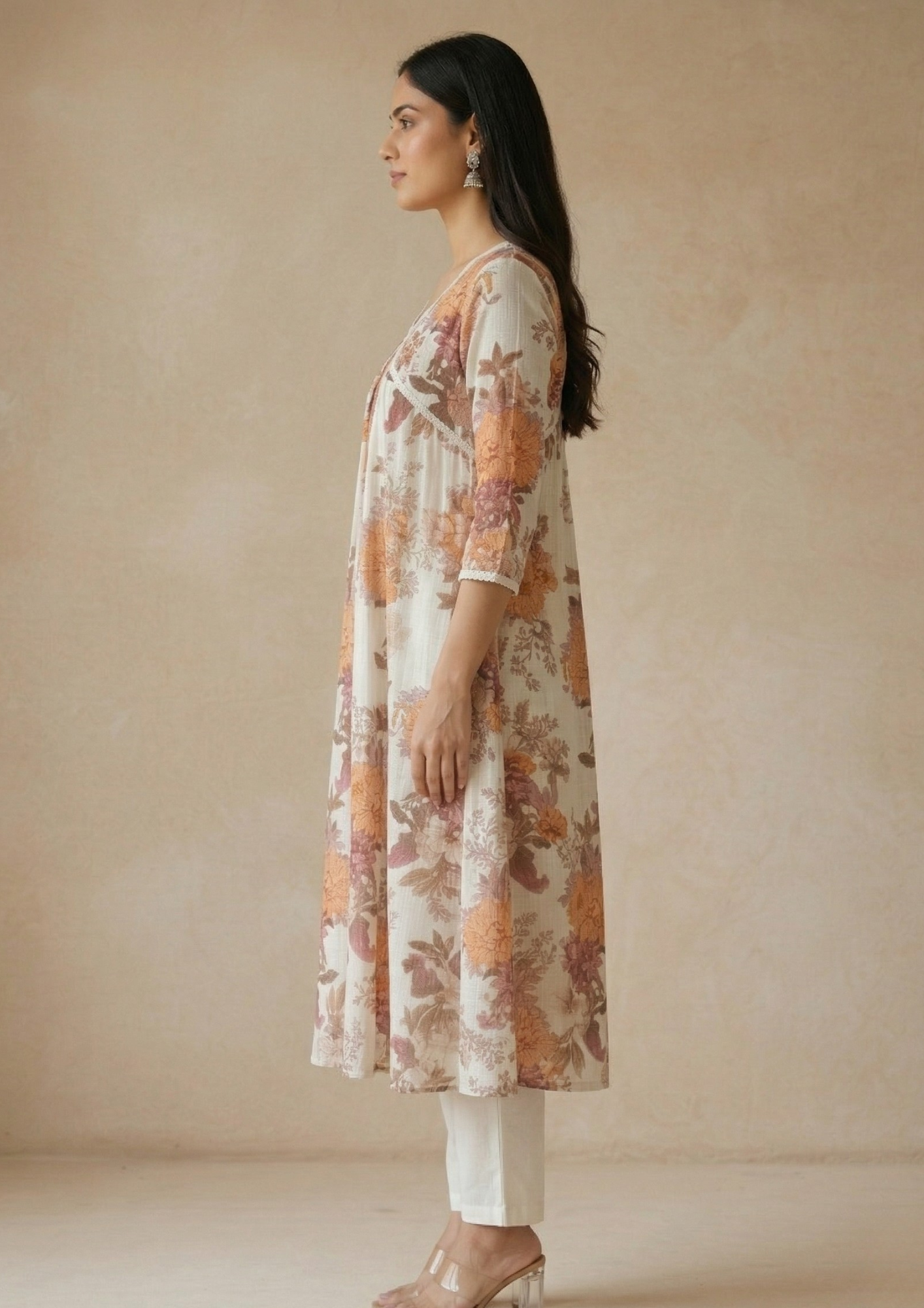 A-Linien Kleid aus Baumwolle mit Blumenmuster | Velnorah