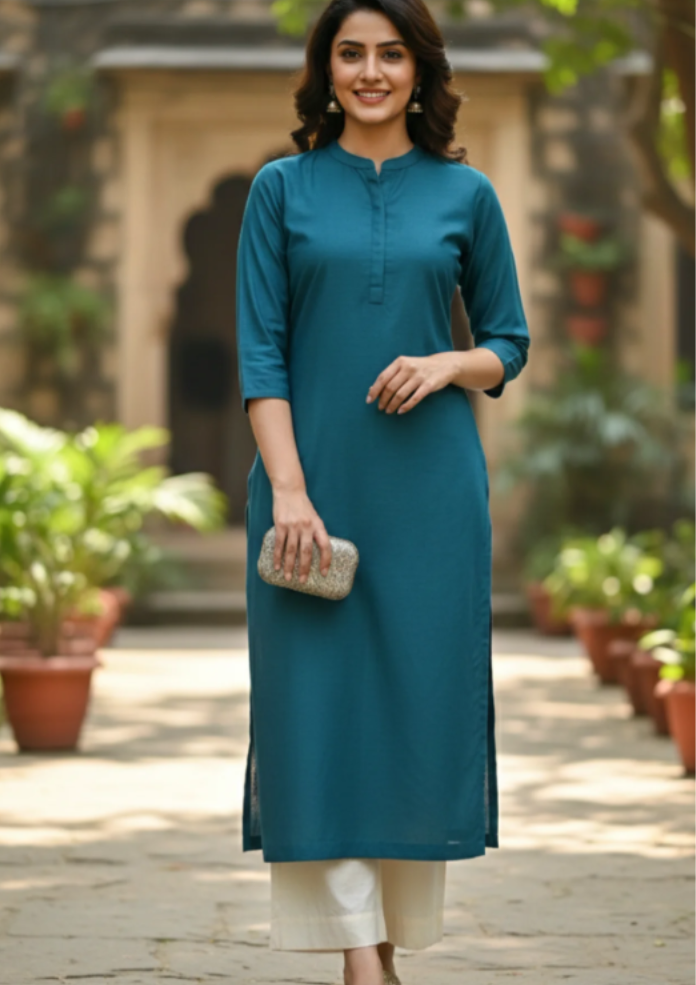 Gerade Kurta Kleid aus Baumwollmischung | Velnorah