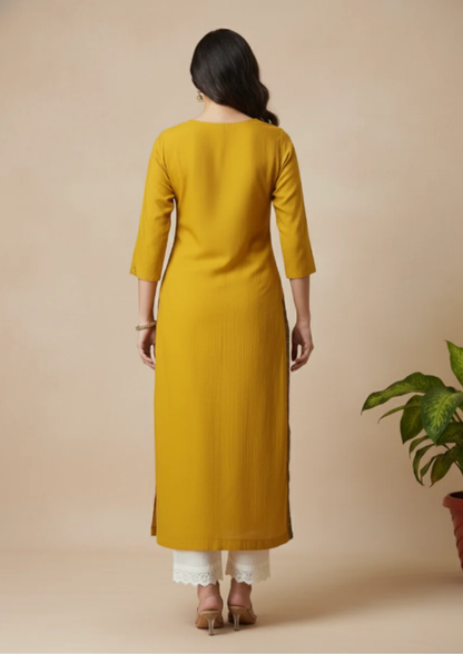 Gerade Kurta Kleid mit Stickerei | Velnorah