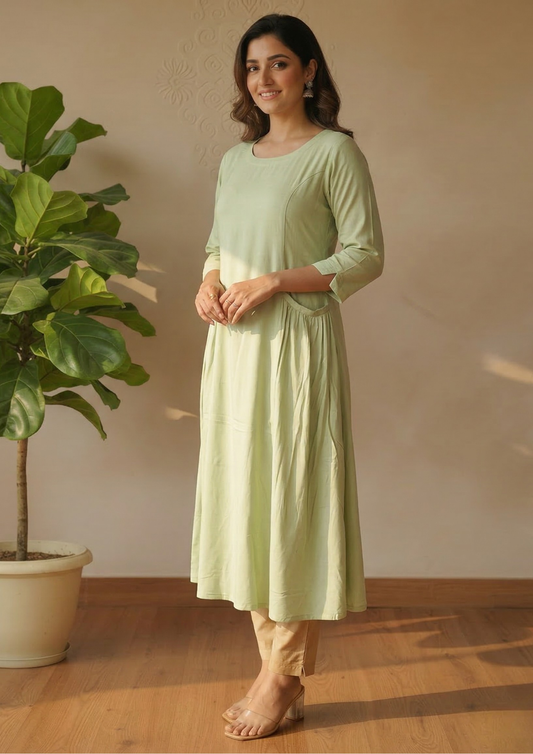 A-Linien Viskosekleid mit Struktur | Velnorah