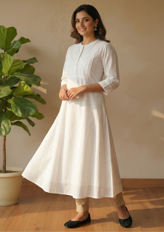 Baumwolle A-Linien Kurta für Damen – Elegantes Oberteil mit Taschen | Velnorah