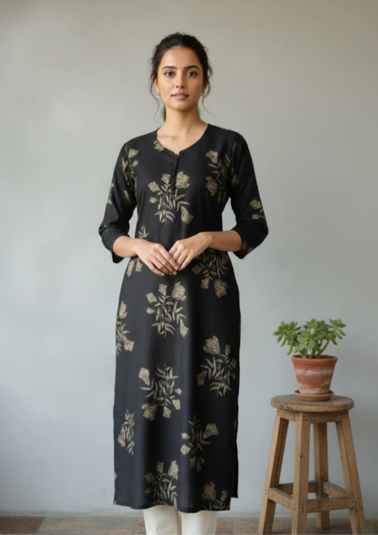 Elegante Bedruckte Gerade Kurta mit Allover-Print | Velnorah