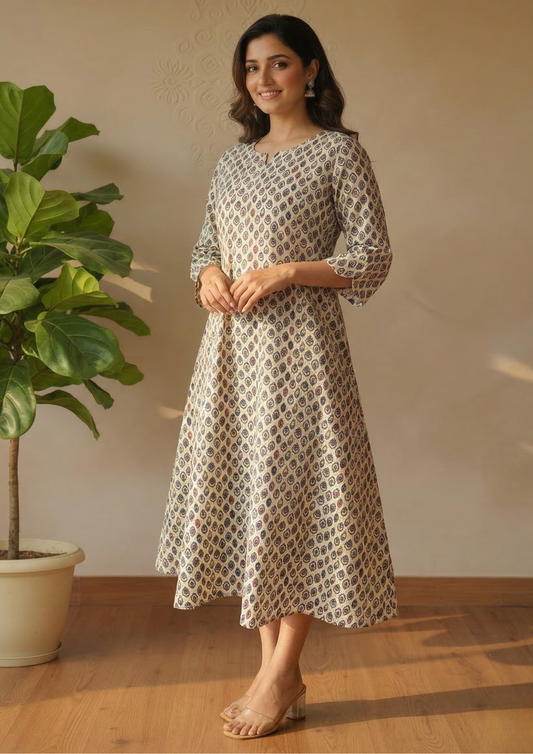 A-Linien Baumwollkleid mit Muster | Velnorah