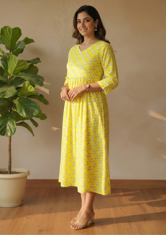A-Linien Baumwollkleid mit Print | Velnorah