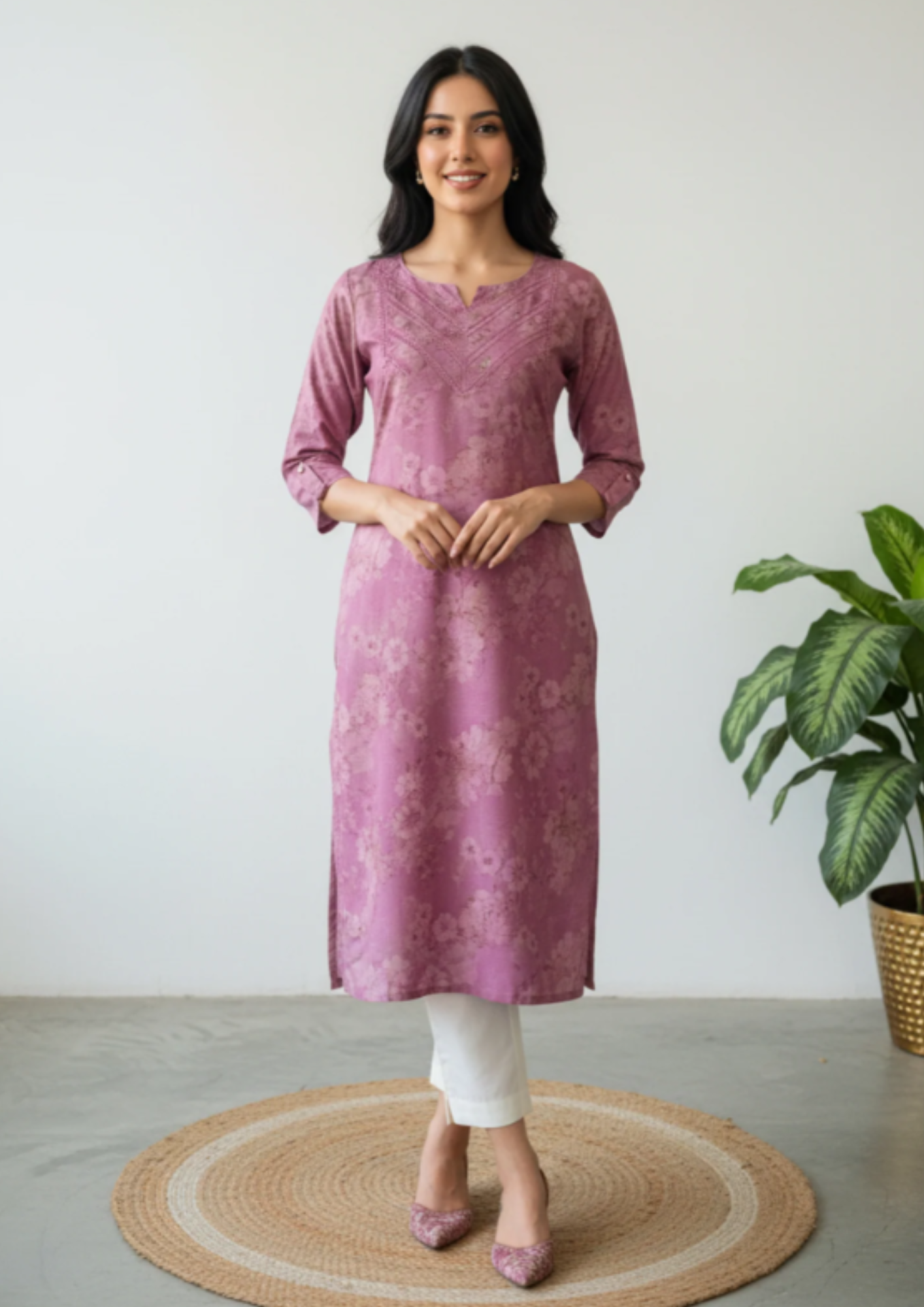 Gerade Kurta Kleid aus Baumwolle | Velnorah