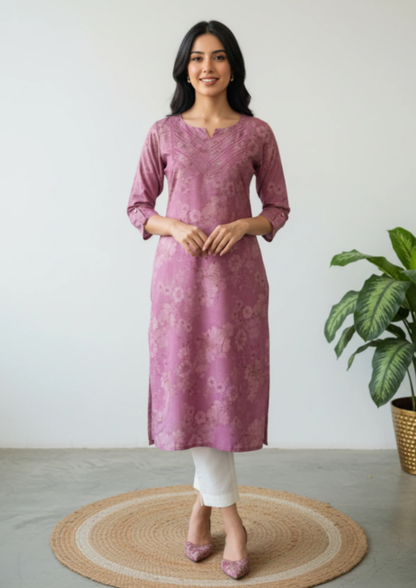 Gerade Kurta Kleid aus Baumwolle | Velnorah