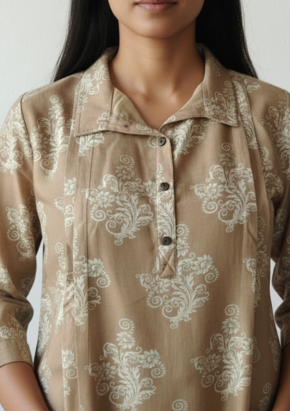 A-Linien Kleid mit Knopfleiste und lockerer Passform | Velnorah