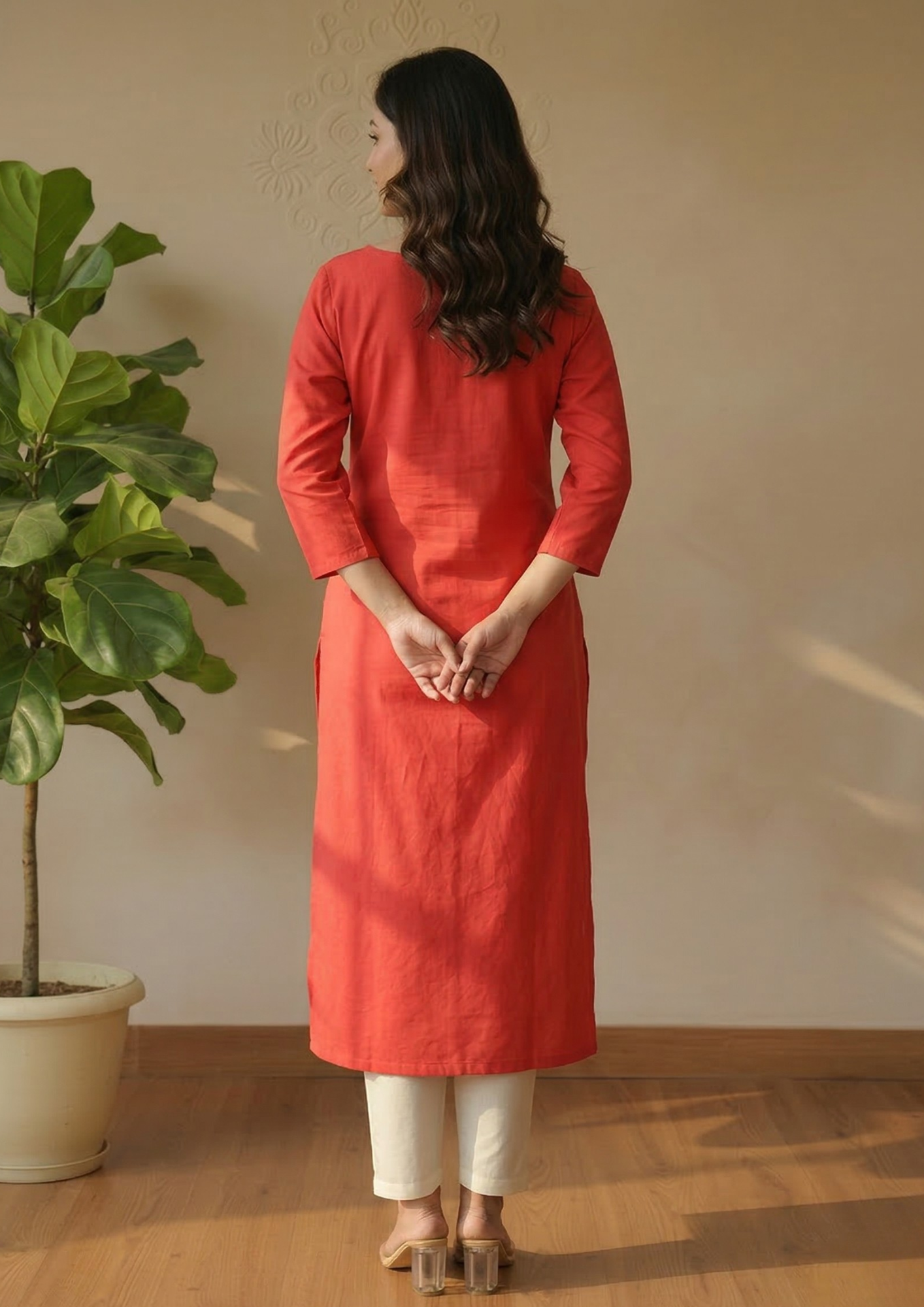 Gerades Baumwoll-Langkleid | Velnorah