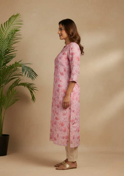 Damen Kurta mit Blumenmuster – Leichtes Oberteil in gerader Passform | Velnorah