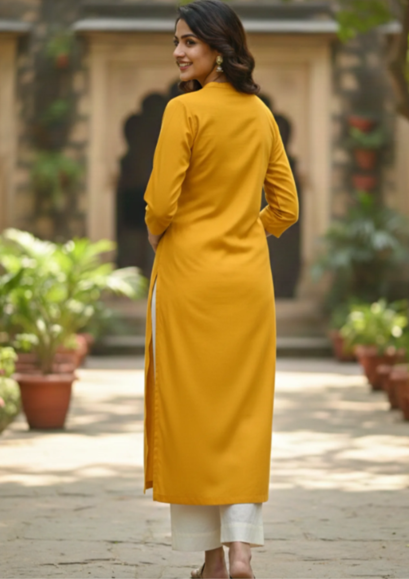 Gerade Kurta Kleid aus Baumwollmischung | Velnorah