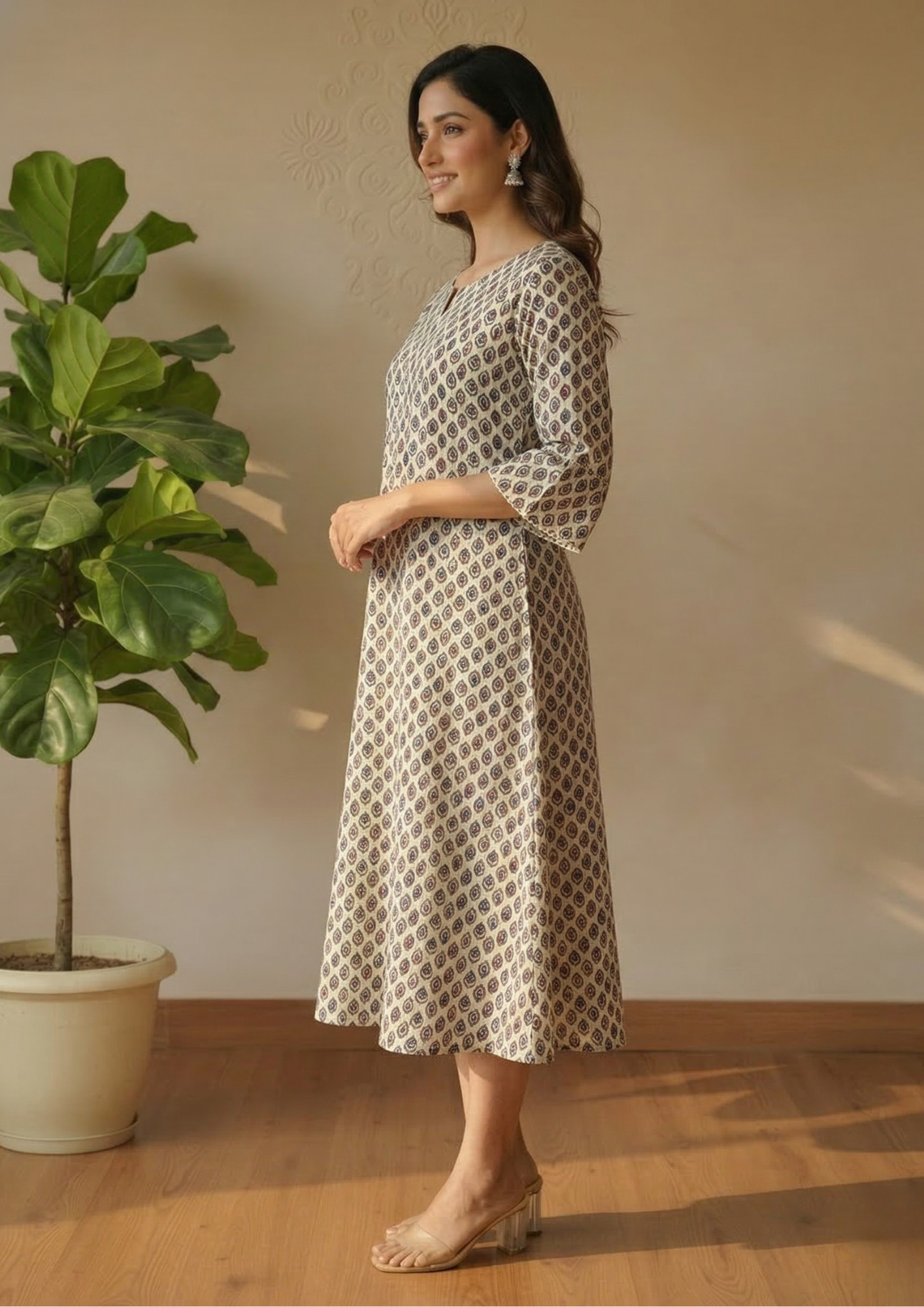 A-Linien Baumwollkleid mit Muster | Velnorah