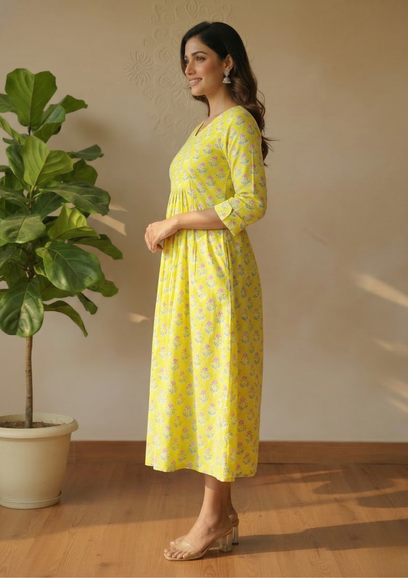 A-Linien Baumwollkleid mit Print | Velnorah