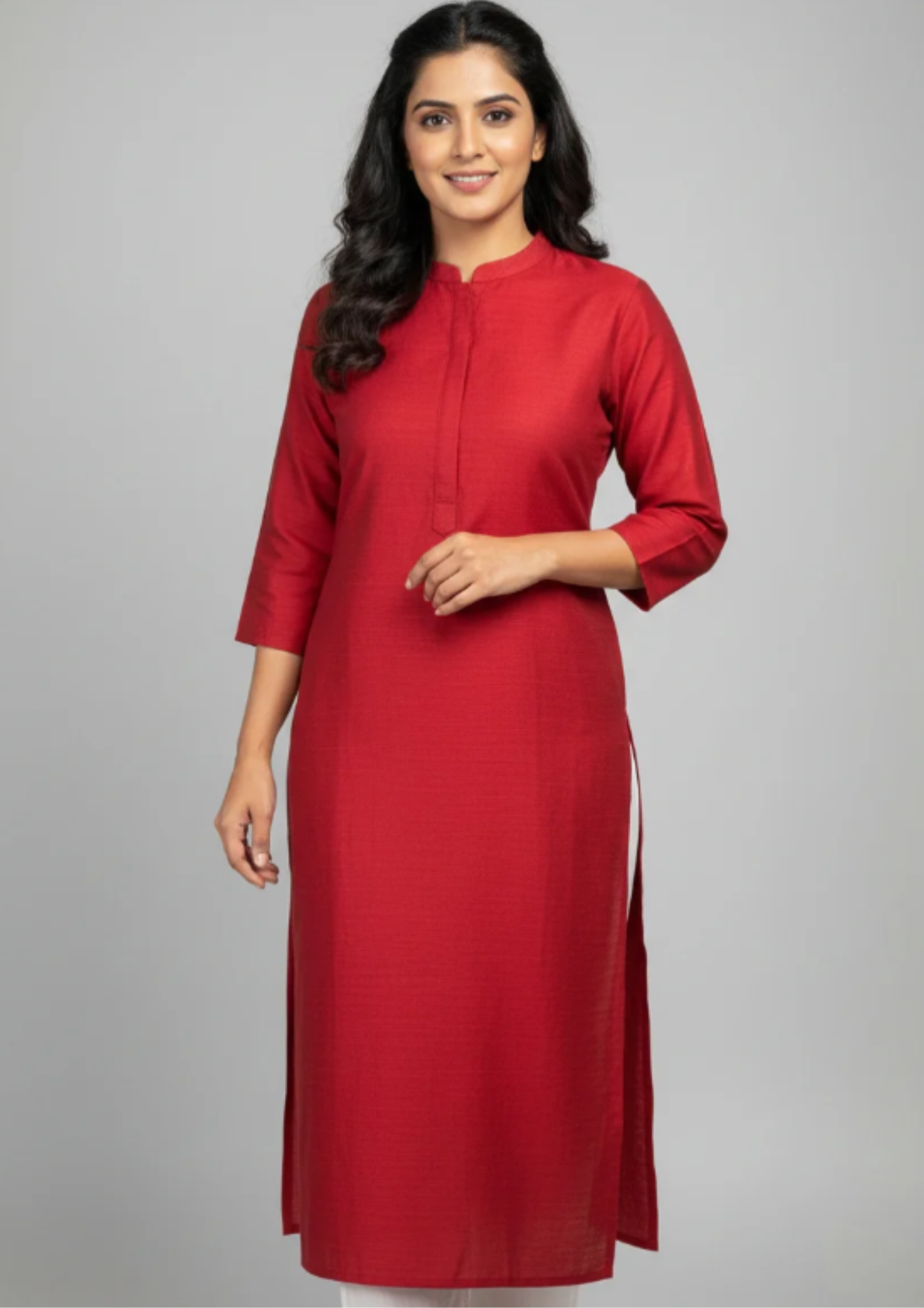 Gerade Kurta Kleid aus Baumwollmischung | Velnorah