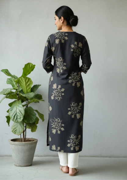 Elegante Bedruckte Gerade Kurta mit Allover-Print | Velnorah