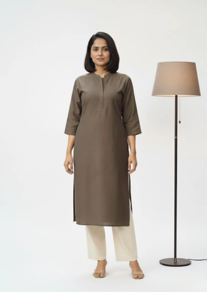 Gerade Kurta Kleid aus Baumwollmischung | Velnorah
