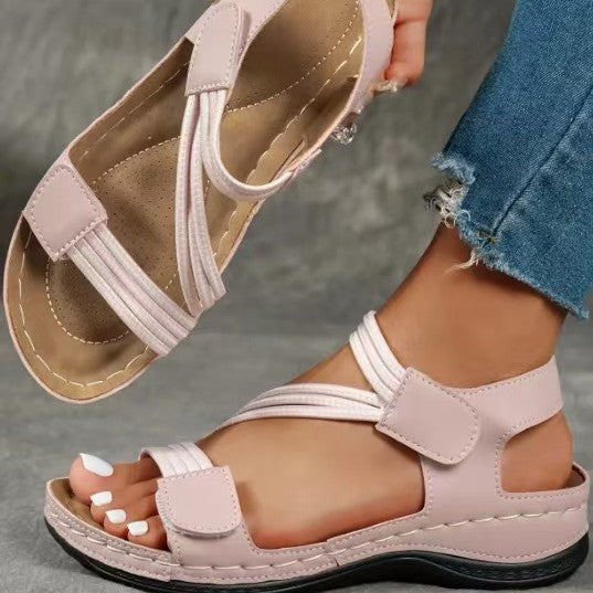 Damen Sommersandalen mit Fußbett und verstellbaren Riemen