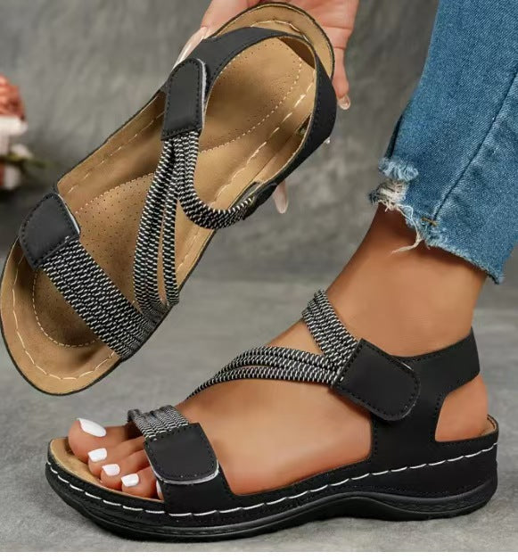 Damen Sommersandalen mit Fußbett und verstellbaren Riemen