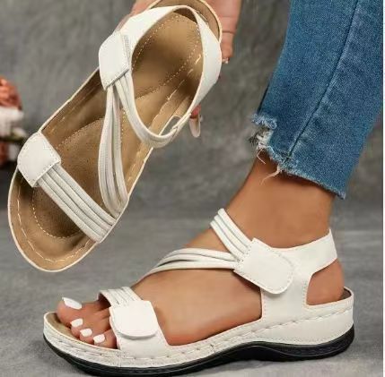 Damen Sommersandalen mit Fußbett und verstellbaren Riemen