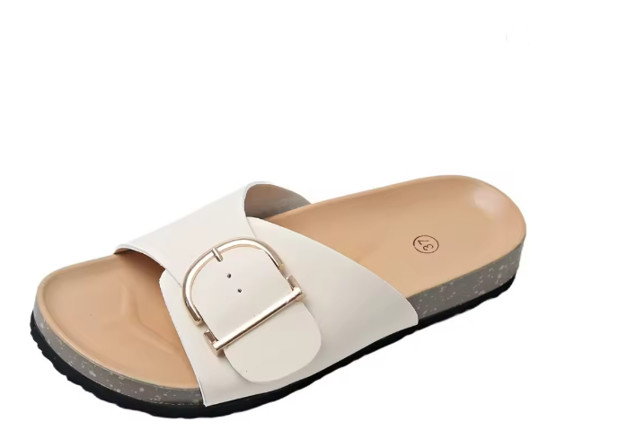 Damen Sandalen flach mit verstellbaren Schnallenriemen