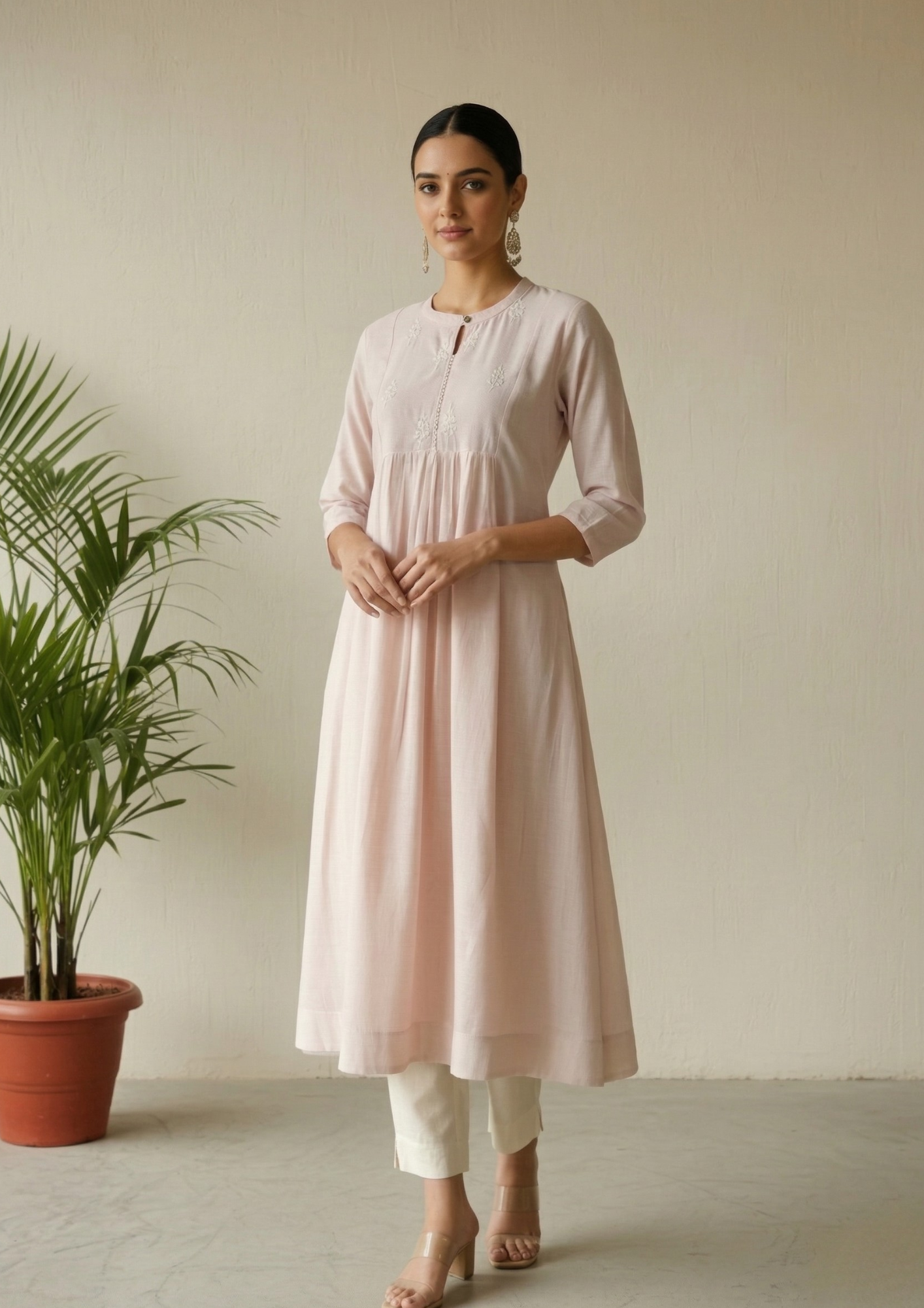 A-Linien Kleid aus Baumwolle mit Knopfleiste | Velnorah