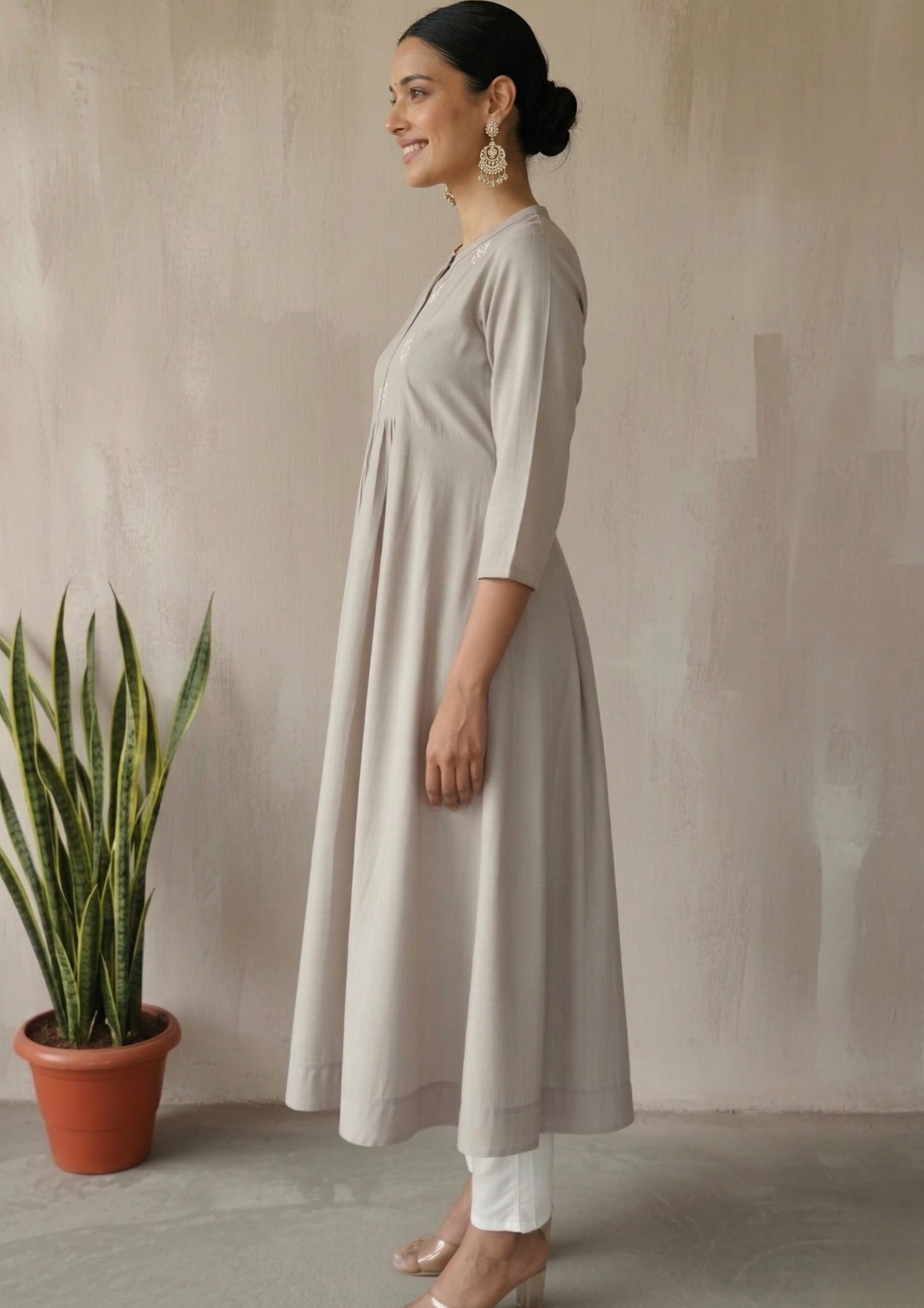 A-Linien Kleid aus Baumwolle mit Knopfleiste | Velnorah