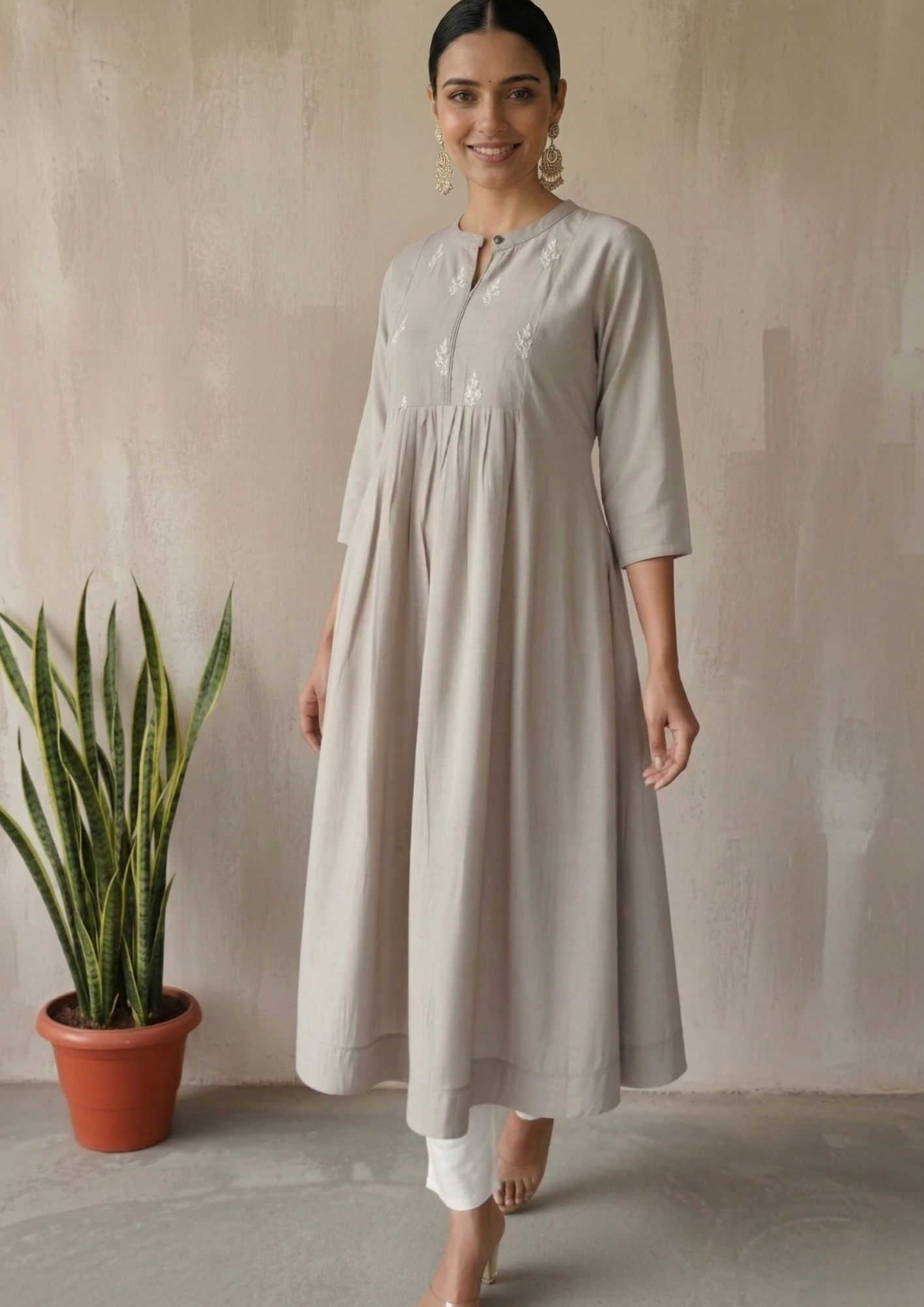 A-Linien Kleid aus Baumwolle mit Knopfleiste | Velnorah