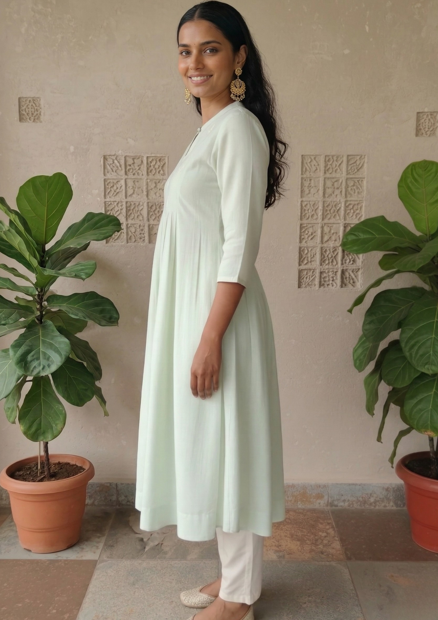 A-Linien Kleid aus Baumwolle mit Knopfleiste | Velnorah
