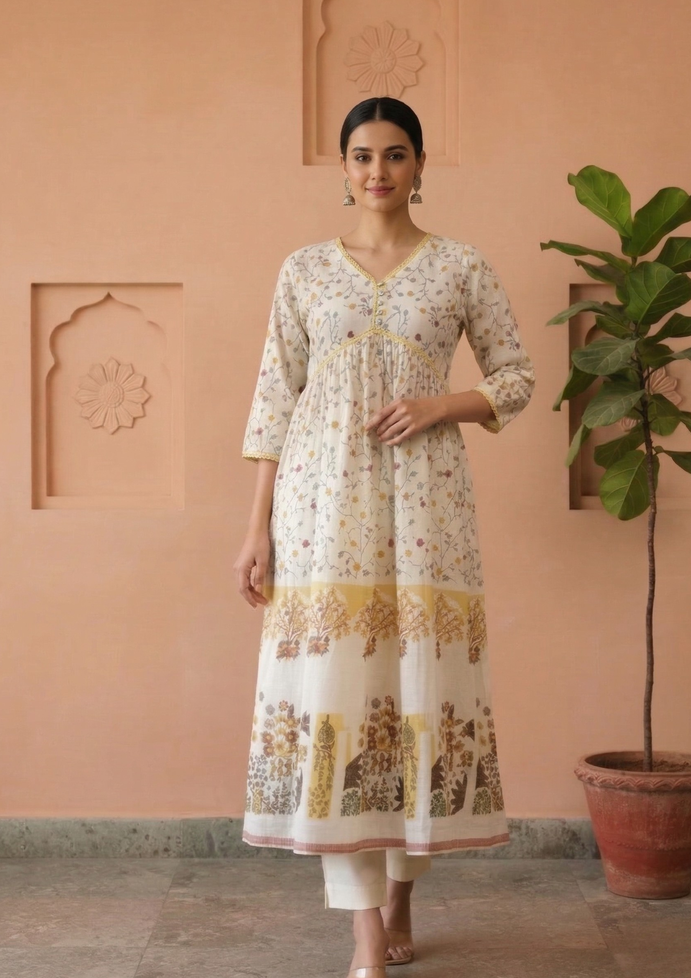 A-Linien Kleid aus Baumwolle mit Muster | Velnorah