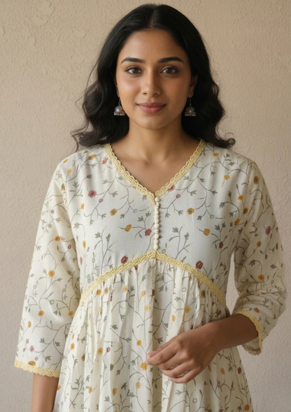 A-Linien Kleid aus Baumwolle mit Muster | Velnorah