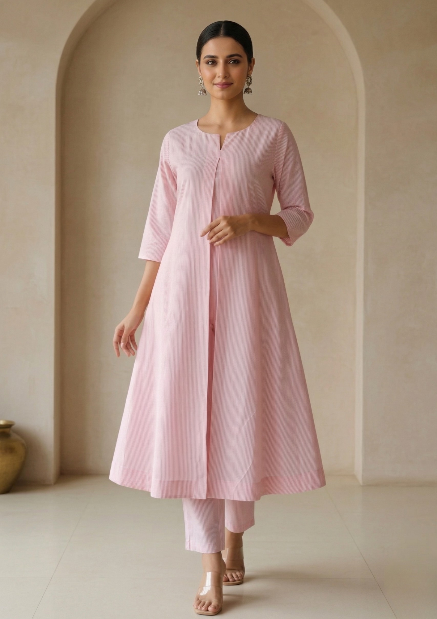 A-Linien Kleid aus Baumwolle mit Streifen | Velnorah