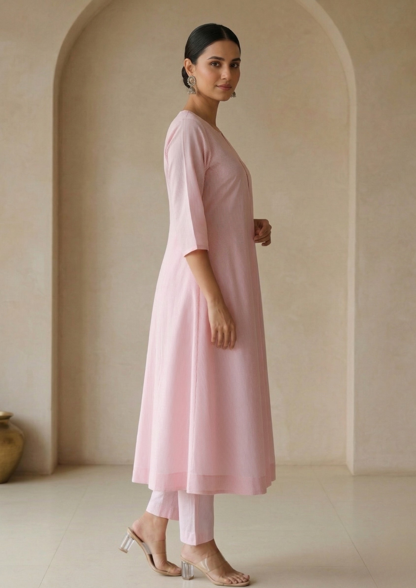 A-Linien Kleid aus Baumwolle mit Streifen | Velnorah