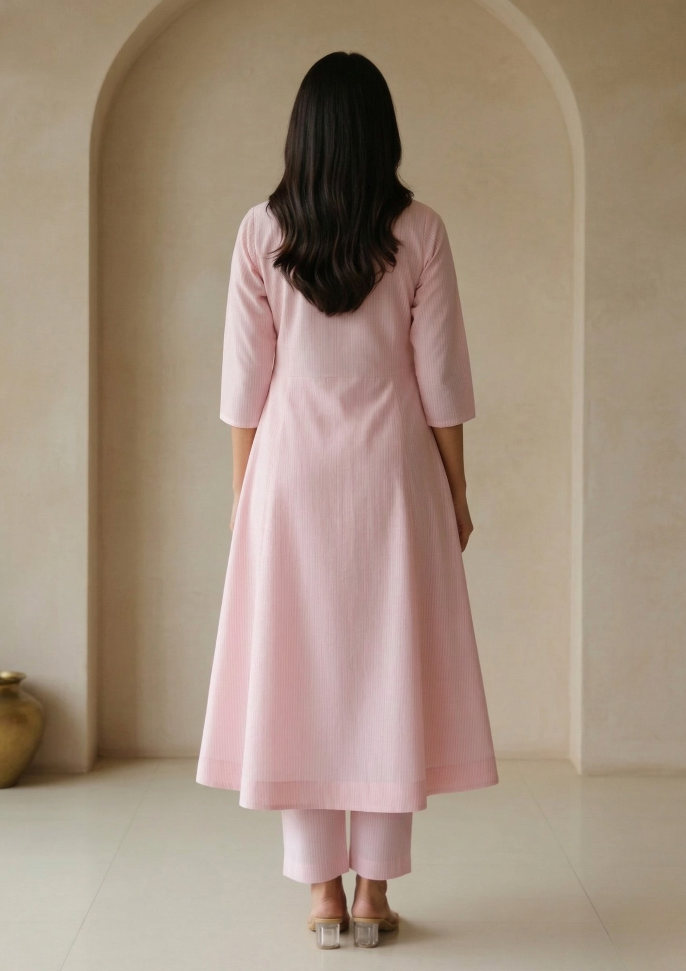 A-Linien Kleid aus Baumwolle mit Streifen | Velnorah