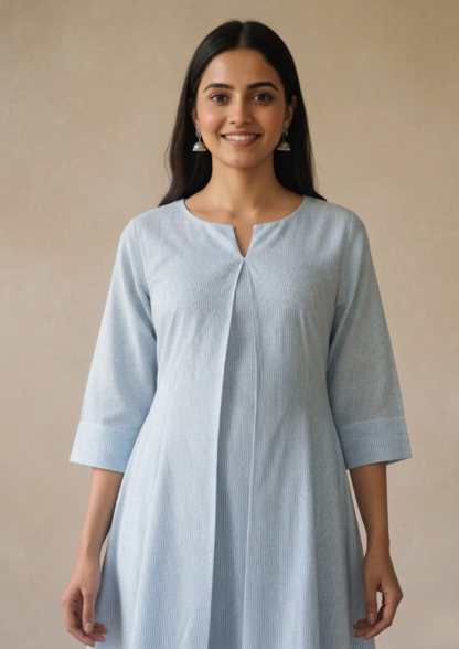 A-Linien Kleid aus Baumwolle mit Streifen | Velnorah