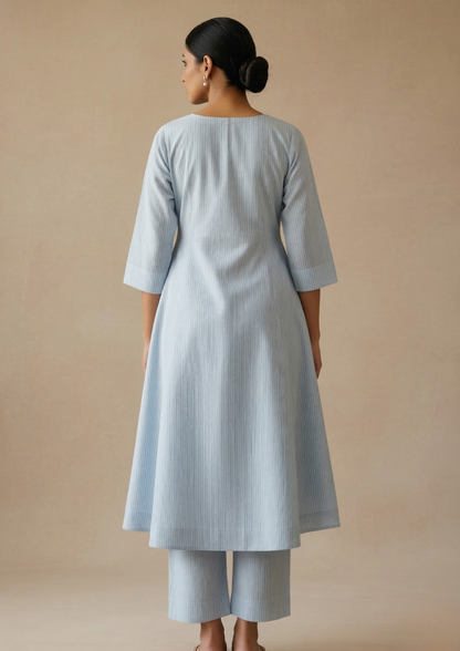 A-Linien Kleid aus Baumwolle mit Streifen | Velnorah