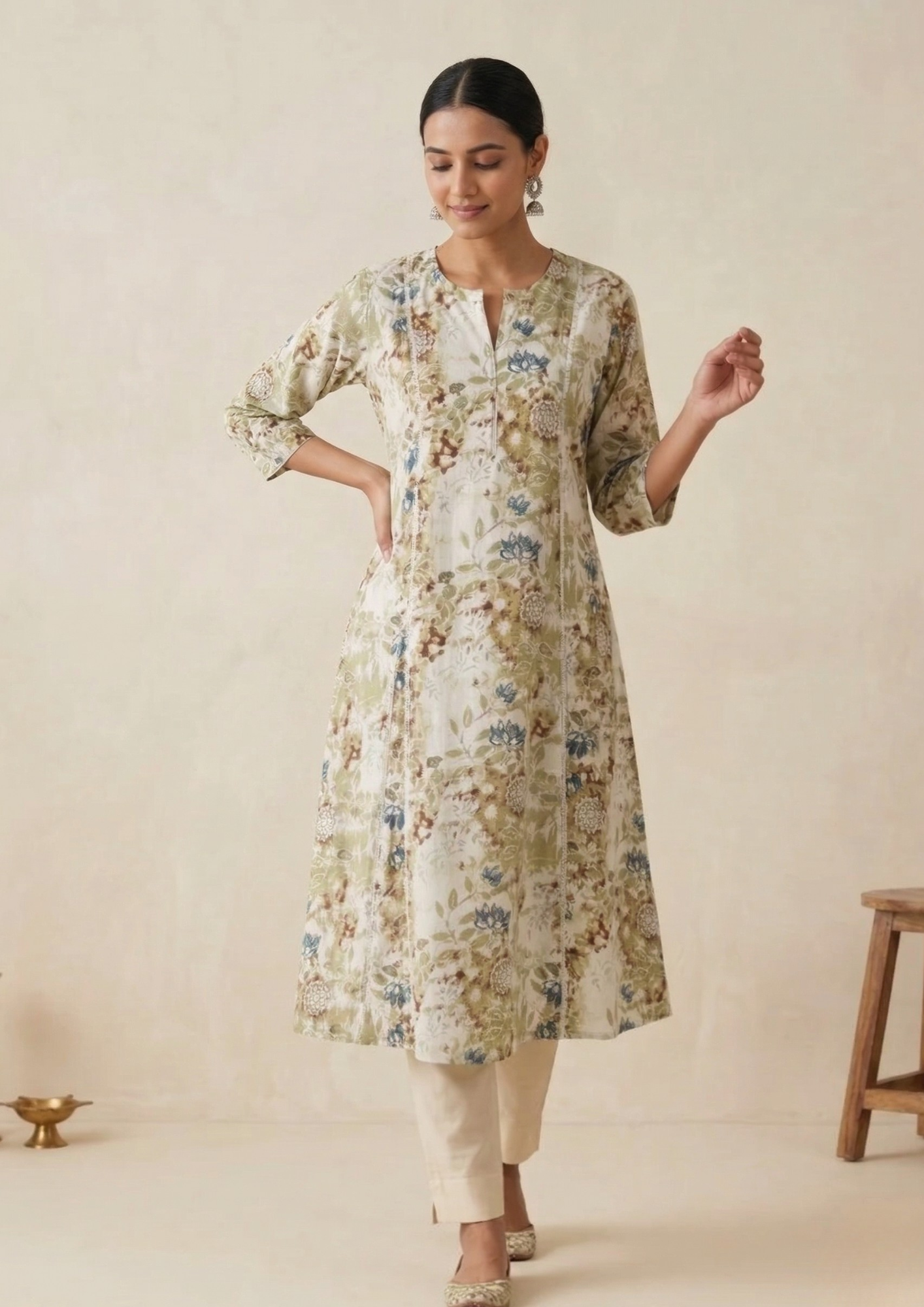 A-Linien Kleid aus Baumwolle mit Druck | Velnorah