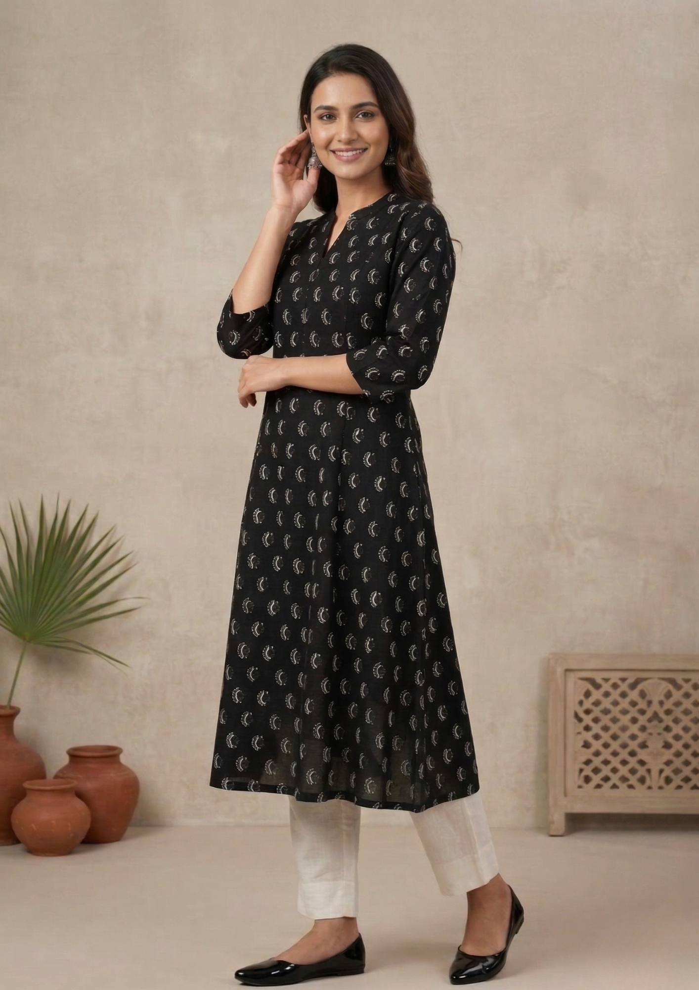 A-Linien Kleid aus Baumwolle mit Druck | Velnorah