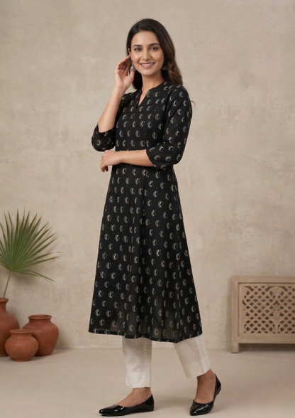 A-Linien Kleid aus Baumwolle mit Druck | Velnorah