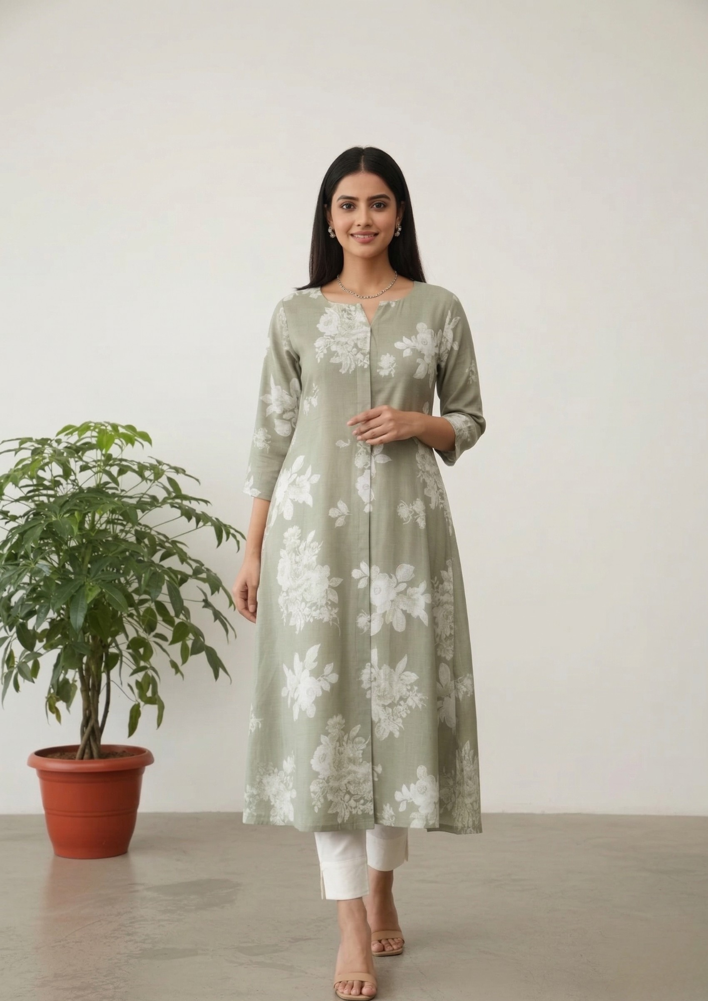 A-Linien Kleid mit Blumenprint aus Baumwolle | Velnorah