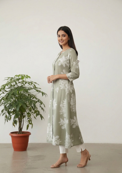 A-Linien Kleid mit Blumenprint aus Baumwolle | Velnorah