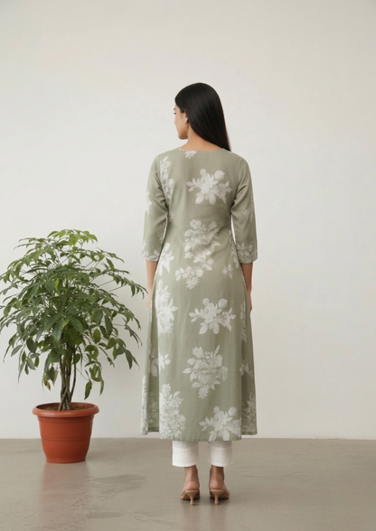 A-Linien Kleid mit Blumenprint aus Baumwolle | Velnorah