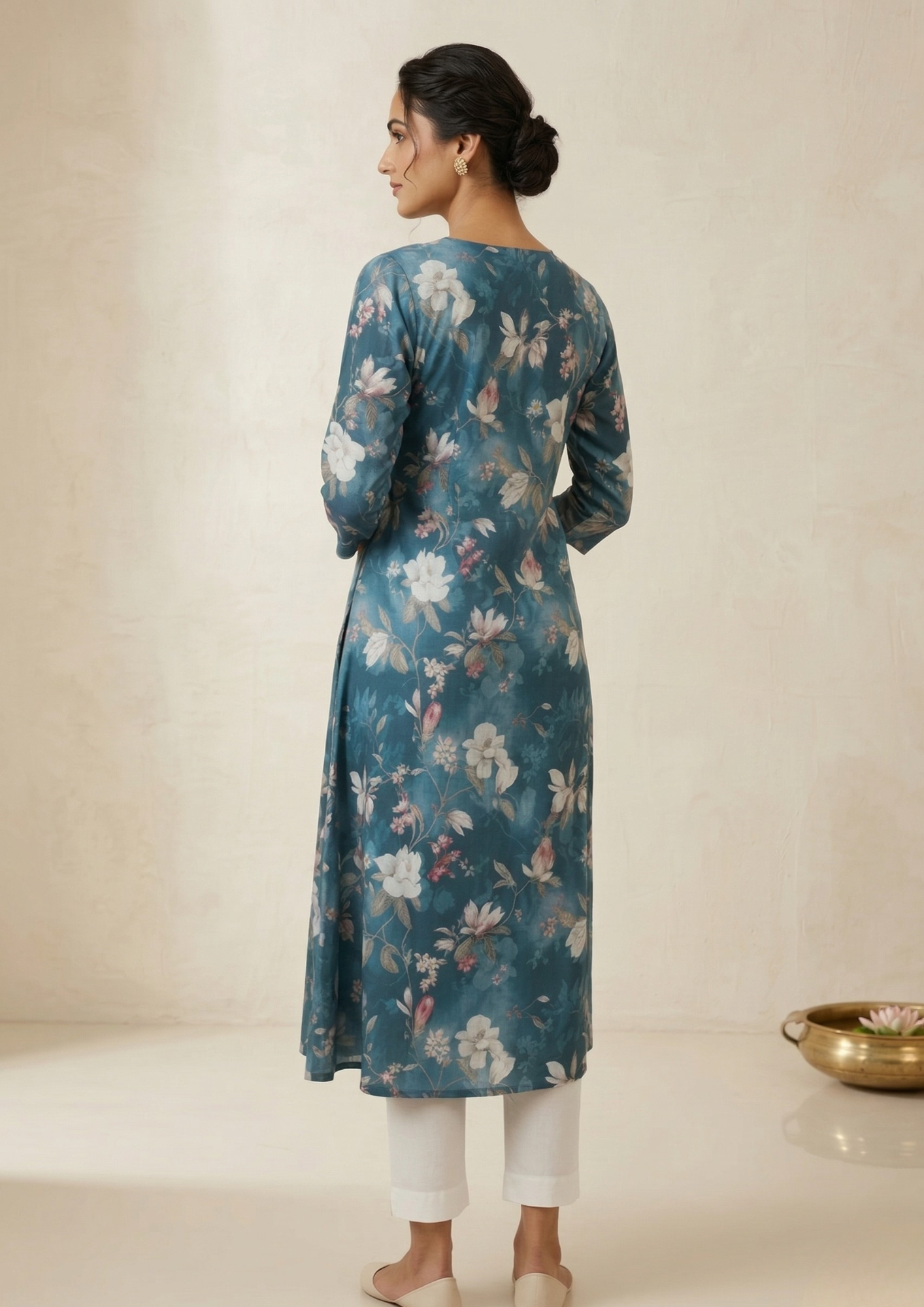 A-Linien Kleid mit Blumenprint aus Baumwolle | Velnorah