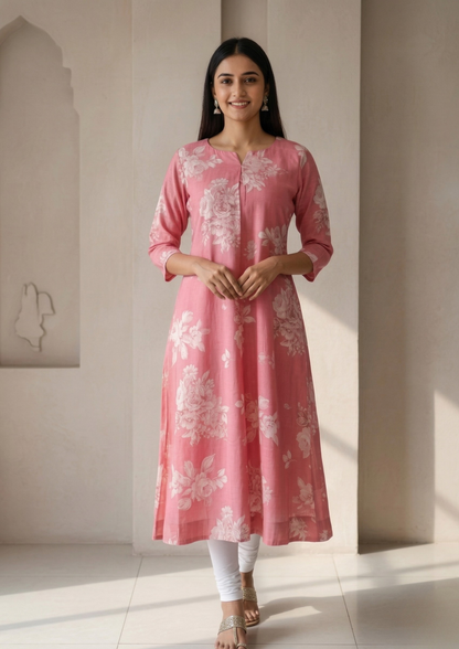 A-Linien Kleid mit Blumenprint aus Baumwolle | Velnorah