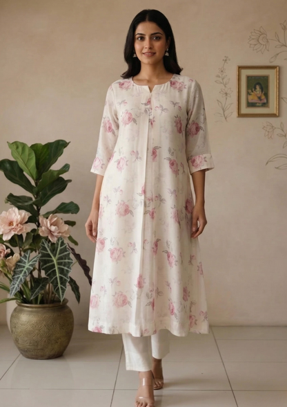 A-Linien Kleid mit Blumenprint aus Baumwolle | Velnorah