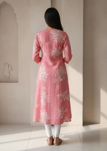 A-Linien Kleid mit Blumenprint aus Baumwolle | Velnorah