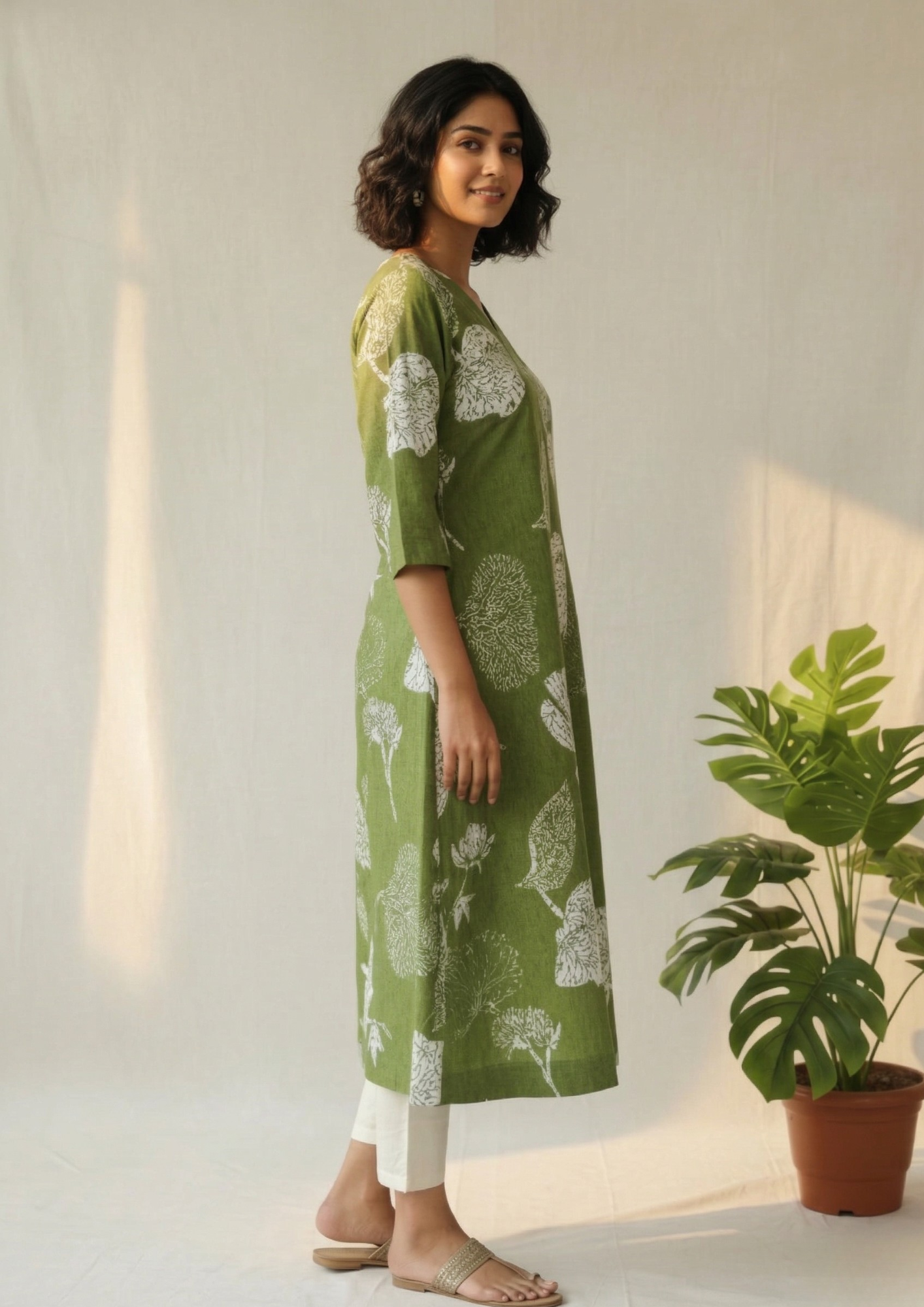 A-Linien Kleid aus Baumwolle mit großem Blumenprint in Schwarz | Velnorah