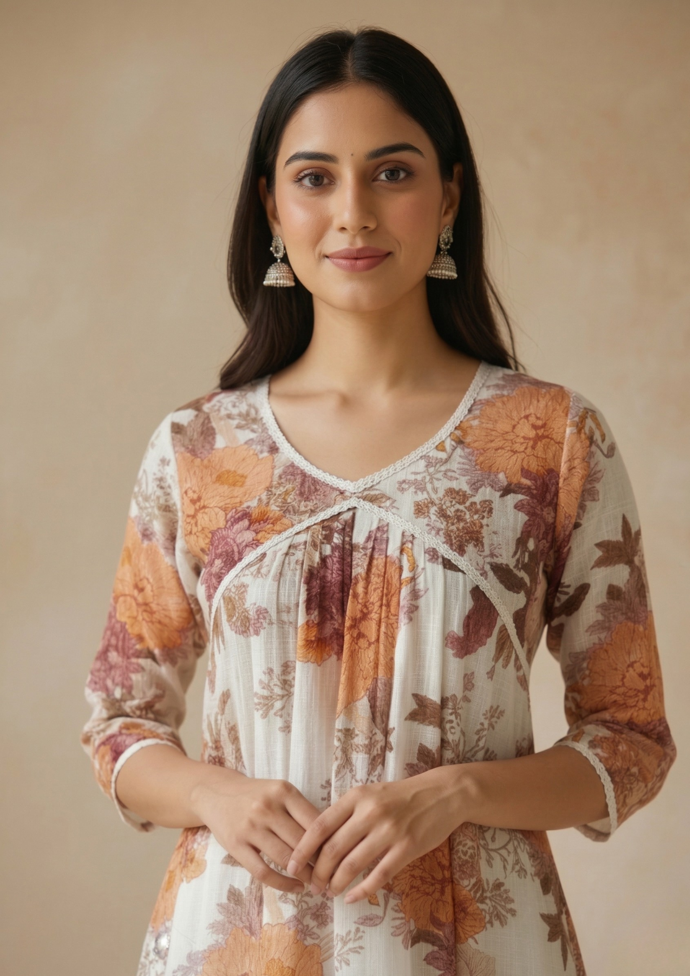 A-Linien Kleid aus Baumwolle mit Blumenmuster | Velnorah