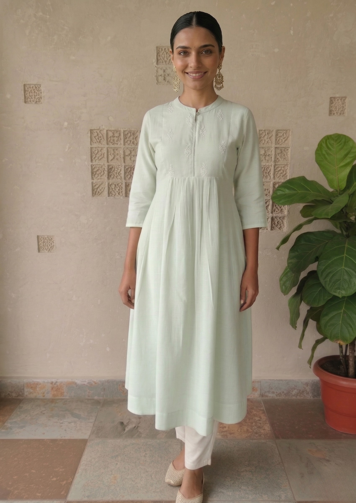 A-Linien Kleid aus Baumwolle mit Knopfleiste | Velnorah